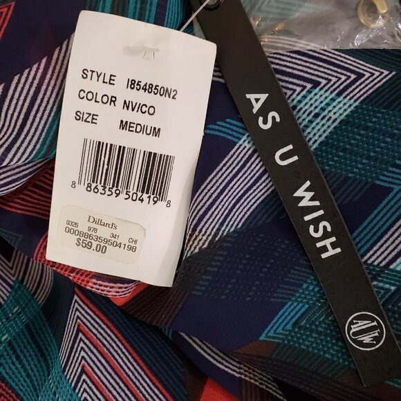 As U Wish Chevron Print Peek-a-boo Back A-Line Slip Lined Dress – Size Medium - Picture 4 of 16